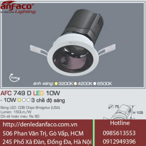 Đèn LED Âm Trần Chiếu Điểm Anfaco 10W AFC 749 D