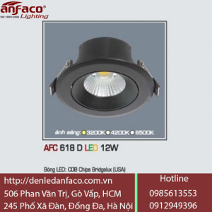 Đèn LED Âm Trần Chiếu Điểm Anfaco 12W AFC 618 D