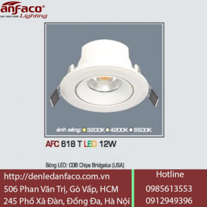Đèn LED Âm Trần Chiếu Điểm Anfaco 12W AFC 618 T